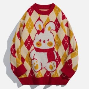 Charming Rabbit Rhombus Sweater